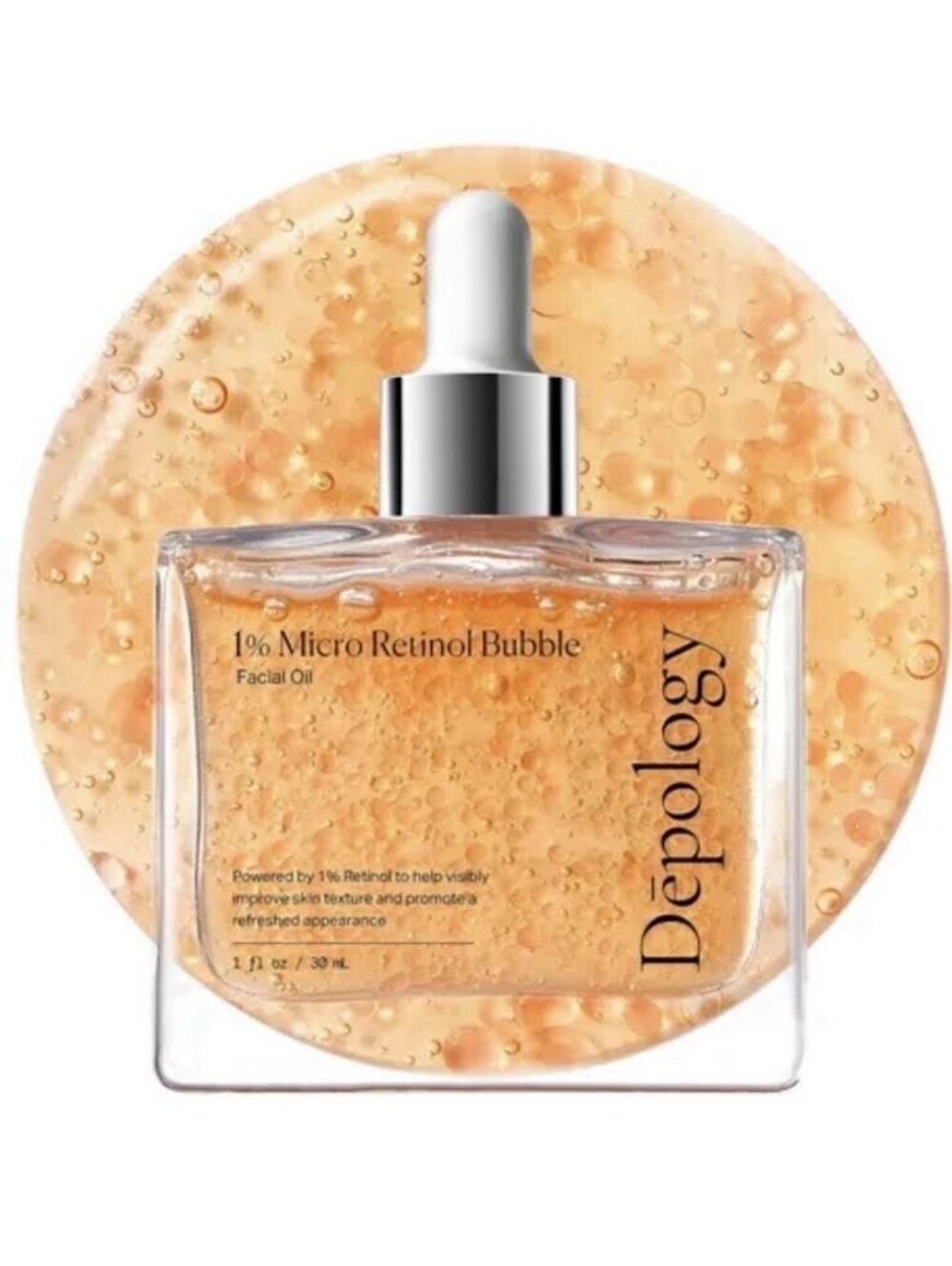 Dépology 1% Micro Retinol Bubble Facial Oil 30mL, Improve Skin Texture, Sealed